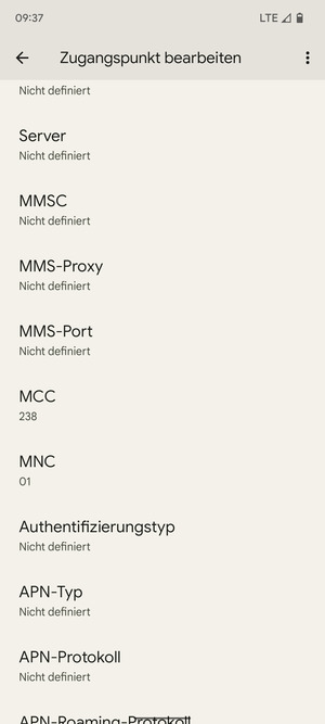 Scrollen Sie nach unten und geben Sie MMS-Informationen ein