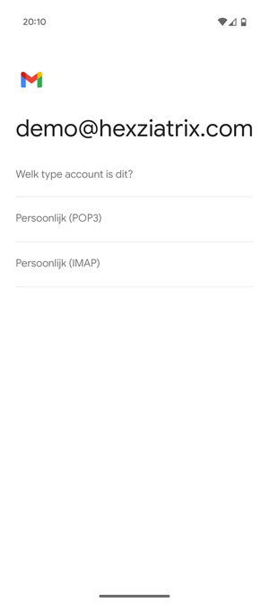 Selecteer Persoonlijk (POP3) of Persoonlijk (IMAP)