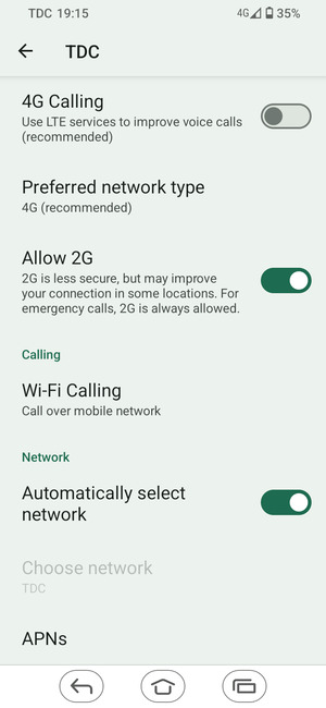 Turn off Automatically select network