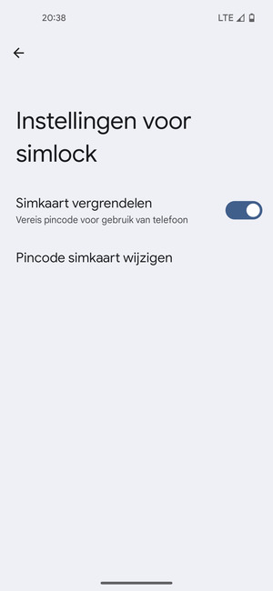 Selecteer Pincode simkaart wijzigen