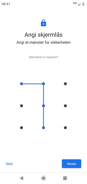 Tegn et opplåsingsmønster og velg Neste
