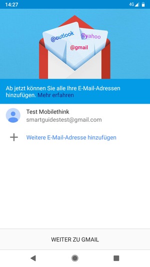 Wählen Sie WEITER ZU GMAIL