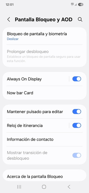 Seleccione Bloqueo de pantalla y biometría