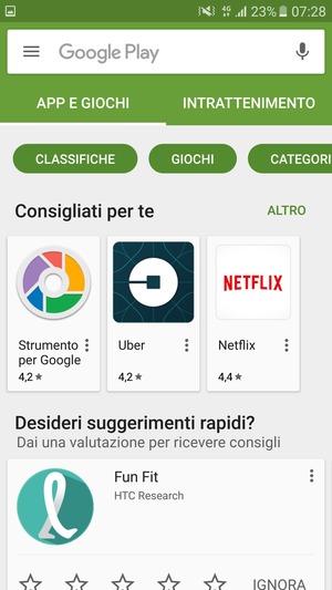 Seleziona la barra di ricerca