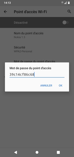 Saisissez un mot de passe de hotspot Wi-Fi d'au moins 8 caractères et sélectionnez OK