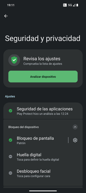 El teléfono ha sido asegurado con un bloqueo de pantalla