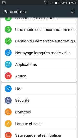 Faites défiler et sélectionnez Sécurité
