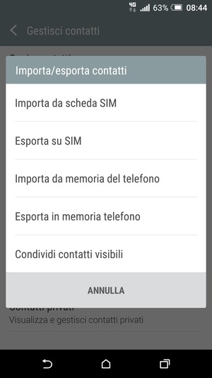 Seleziona Importa da scheda SIM