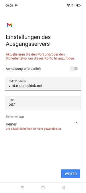 Wählen Sie WEITER
