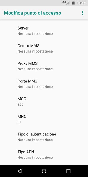 Scorri verso il basso e inserisci le informazioni degli MMS