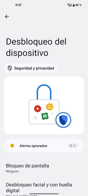 Seleccione Bloqueo de pantalla