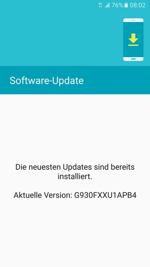 Falls Ihr Handy aktualisiert ist, wird Ihnen der folgende Bildschirm angezeigt