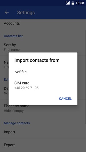 Select SIM card