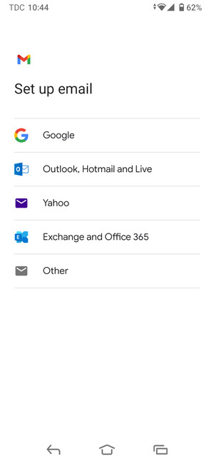Select Exchange and Office 365
