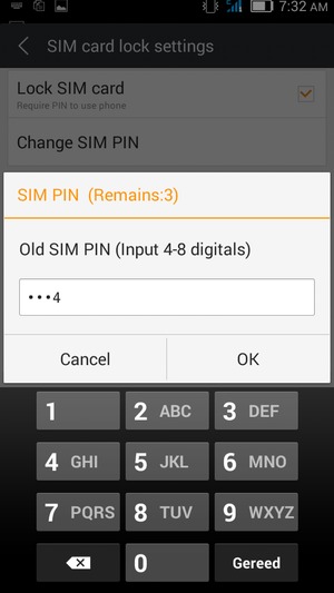 Voer uw Oude SIM PIN in en selecteer OK
