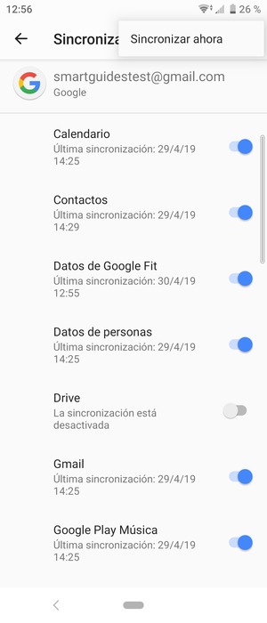 Seleccione Sincronizar ahora