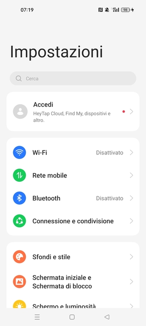 Seleziona Wi-Fi