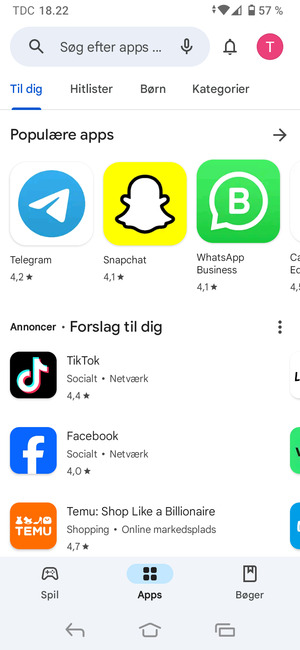 Vælg søgefeltet