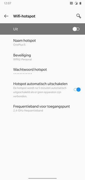 Selecteer Wachtwoord hotspot