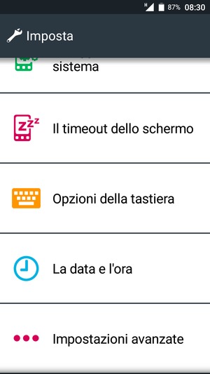 Scorri e seleziona Impostazioni avanzate