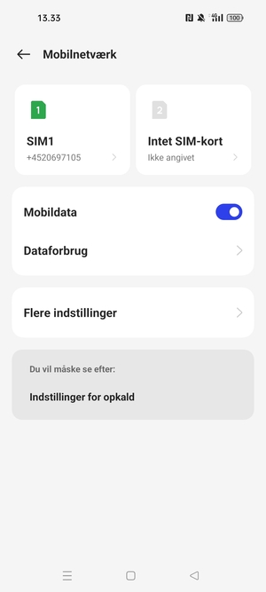 Vælg SIM1 eller SIM2
