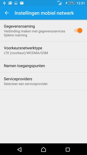 Schakel Gegevensroaming in of uit