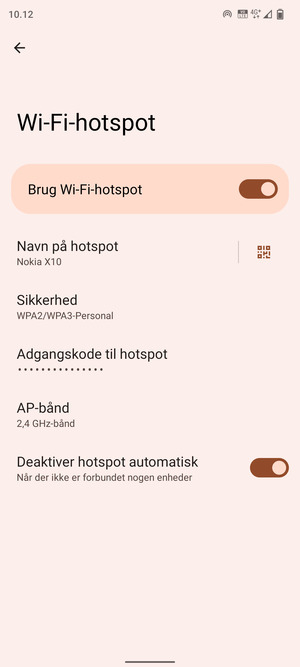 Din telefon er nu sat op til brug som modem