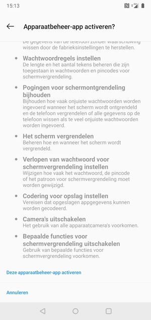 Scroll naar en selecteer Deze apparaatbeheer-app activeren