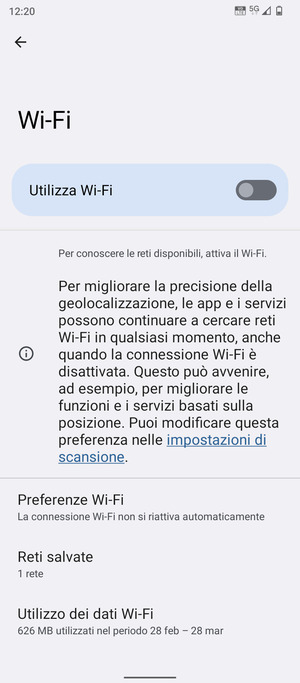 Attiva Utilizza Wi-Fi