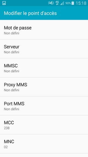 Faites défiler vers le bas et saisissez les informations MMS