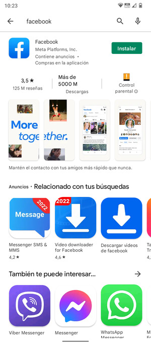 Seleccione la aplicación