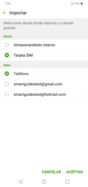 Seleccione Tarjeta SIM
