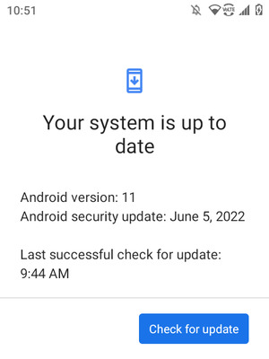 If your phone is up to date, you will see the following screen
