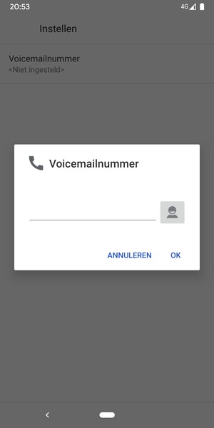Voer het Voicemailnummer in en selecteer OK