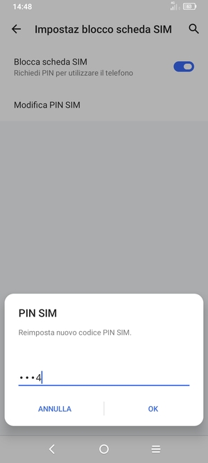 Conferma il nuovo PIN SIM e seleziona OK