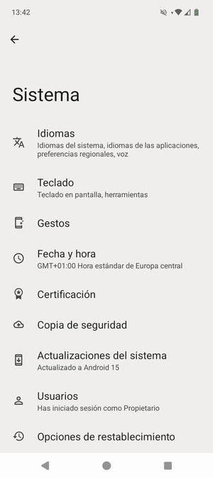 Seleccione Actualizaciónes del sistema