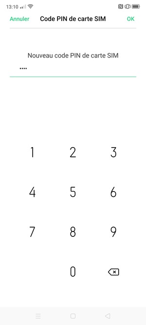 Saisissez votre Nouveau code PIN de carte SIM et sélectionnez OK