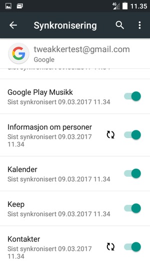 Forsikre deg om at Kontakter er valgt