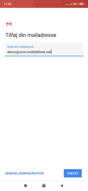 Indtast din e-mailadresse og vælg NÆSTE