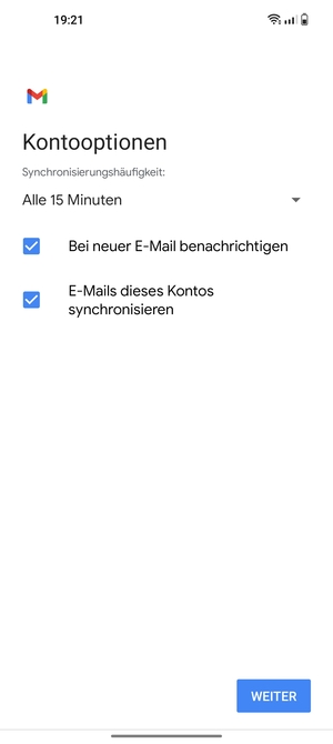 Wählen Sie WEITER