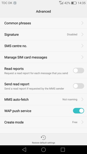 Select SMS centre no.