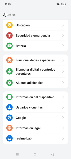 Desplácese y seleccione Información del dispositivo