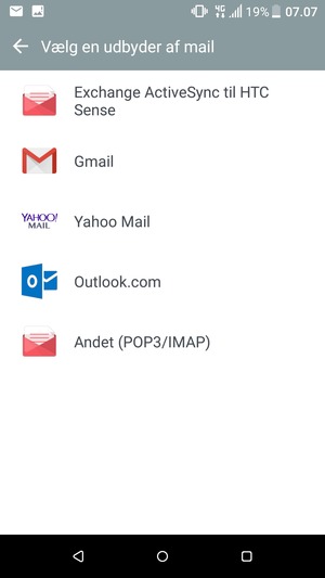 Vælg Andet (POP3/IMAP)