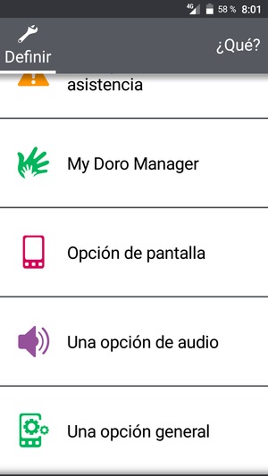 Desplácese y seleccione Una opción general