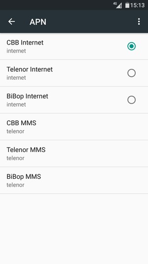 Seleziona il punto di accesso Internet
