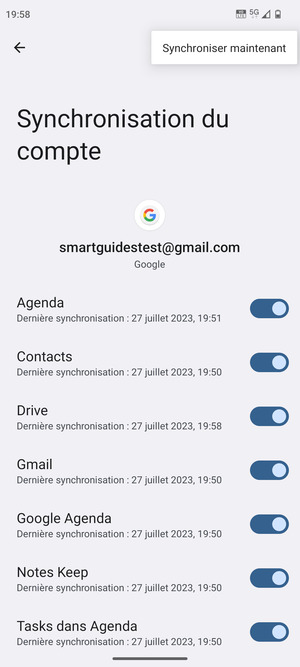 Sélectionnez Synchroniser
maintenant