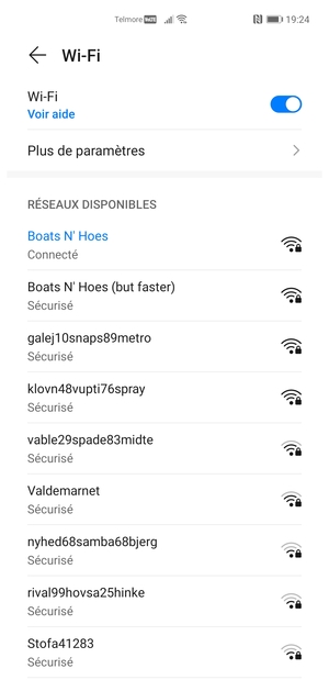 Vous êtes maintenant connecté au réseau Wi-Fi