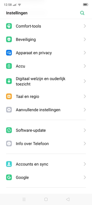 Scroll naar en selecteer Aanvullende instellingen