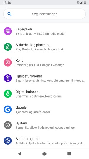 Scroll til og vælg Konti