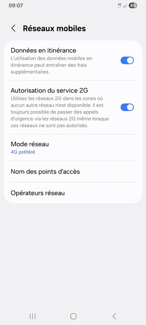 Activer ou désactiver Données en itinérance